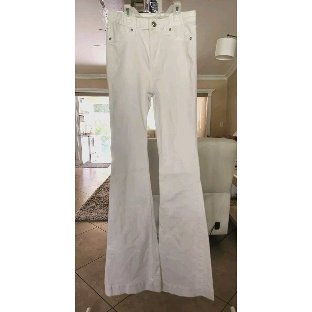 Abercrombie Fitch Women's High Rise Flare Jeans Pants White Size 00R (W 24 L 34)