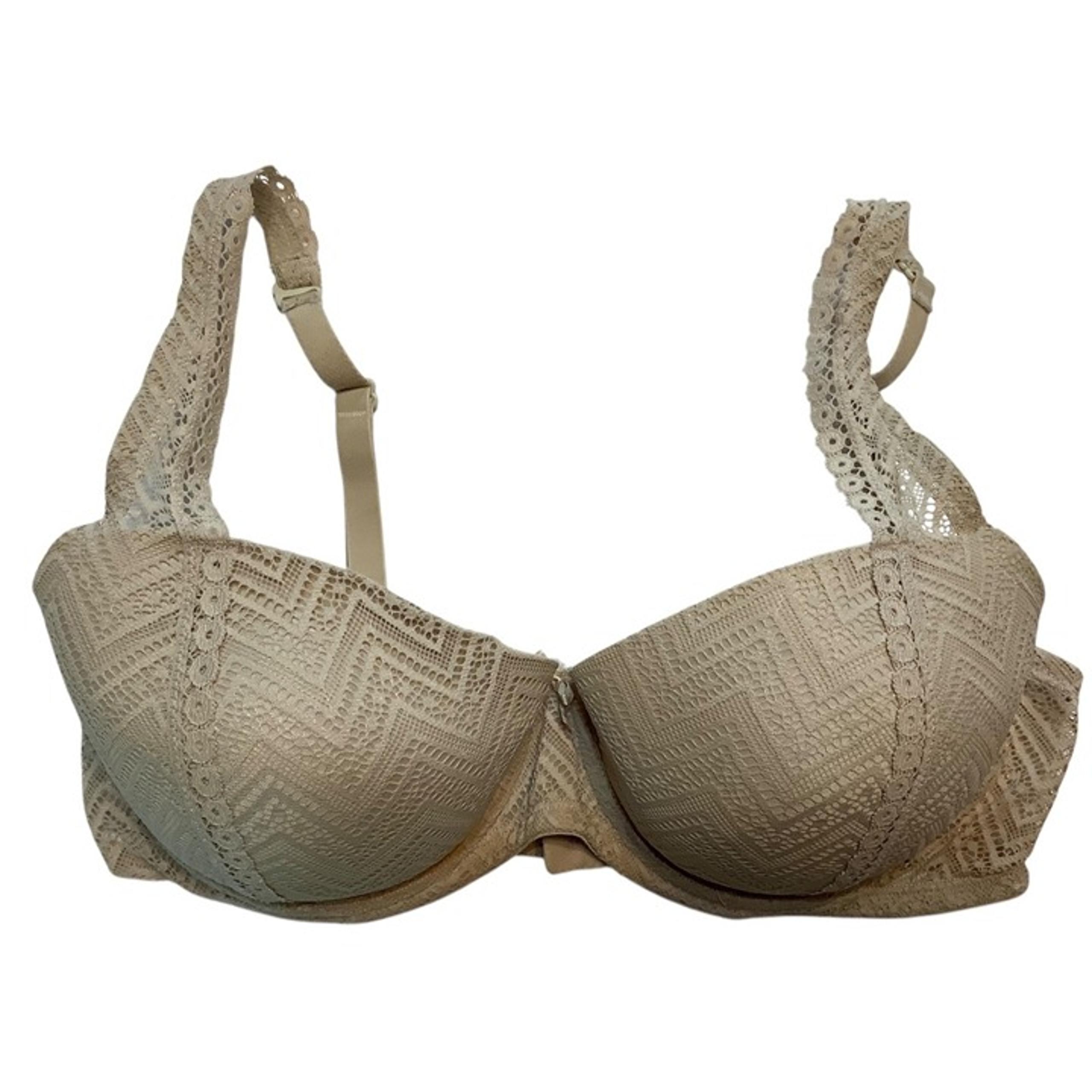 Fruit Of The Loom Beige Lace Underwire Bra Women 38C Adjustable Chevron Pattern