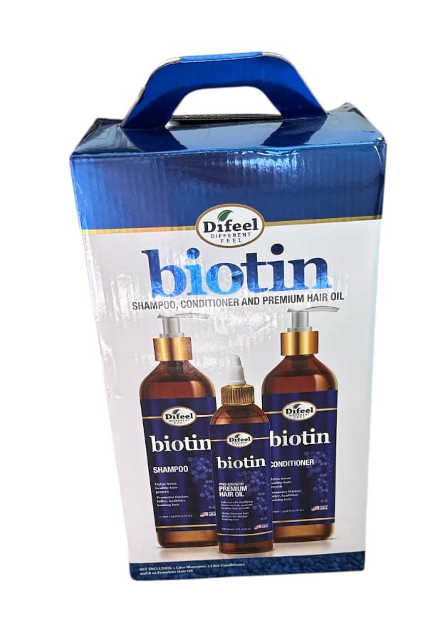 Sealed Difeel Biotin Shampoo, Conditioner & Leave in Spray 3-PC Gift Box (A3)