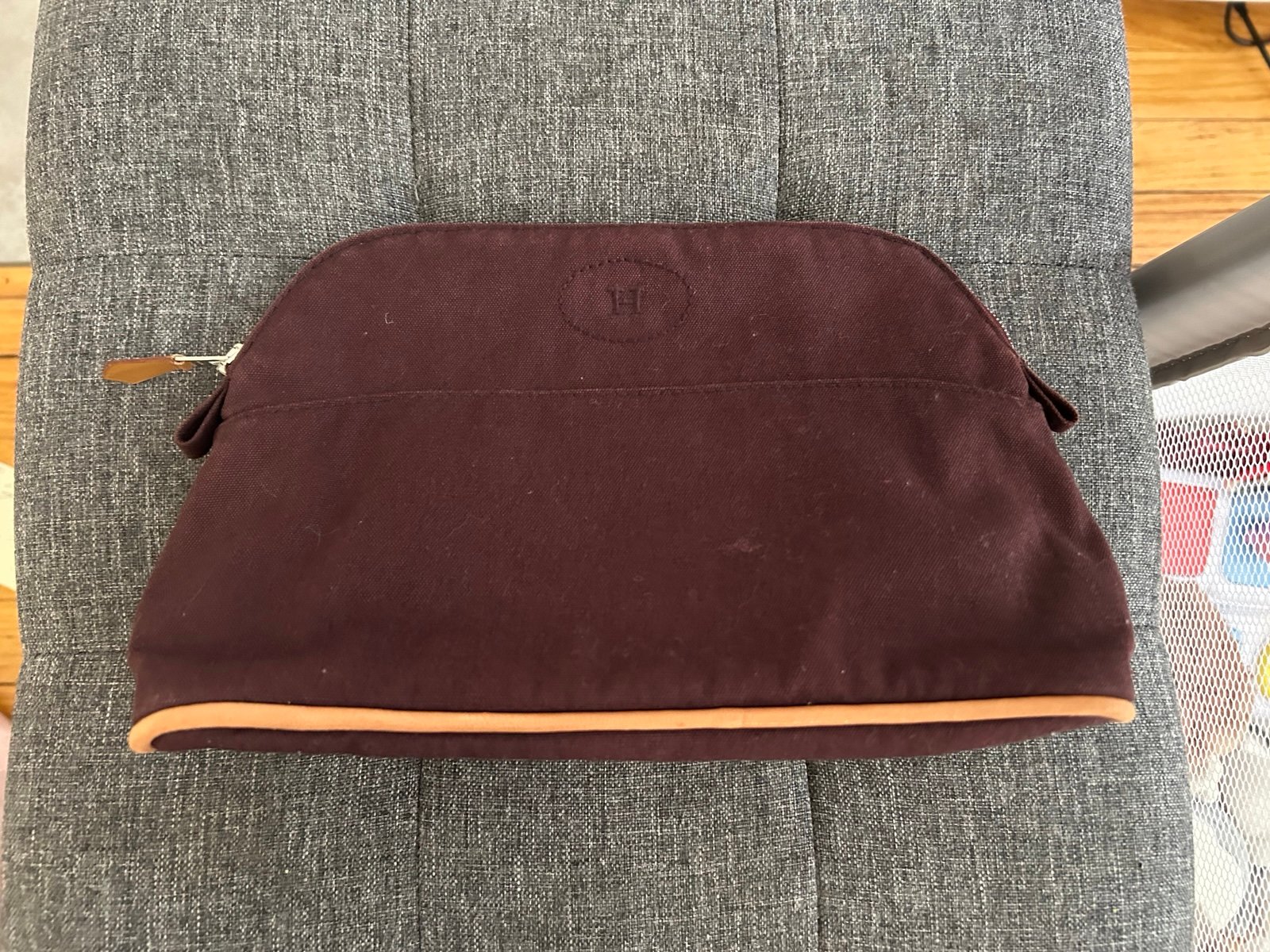 hermes canvas pouch