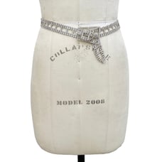 Vintage Signed Clear Rhinestone Silvertone Oversized Buckle Belt Small/Medium