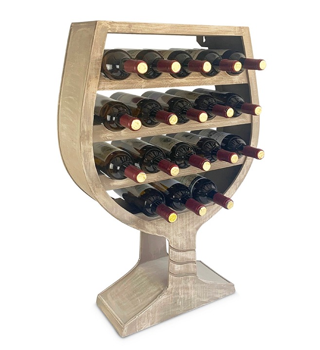18-Bottle Freestanding Wooden Wine Rack, Bottle Rack or Floor Rack