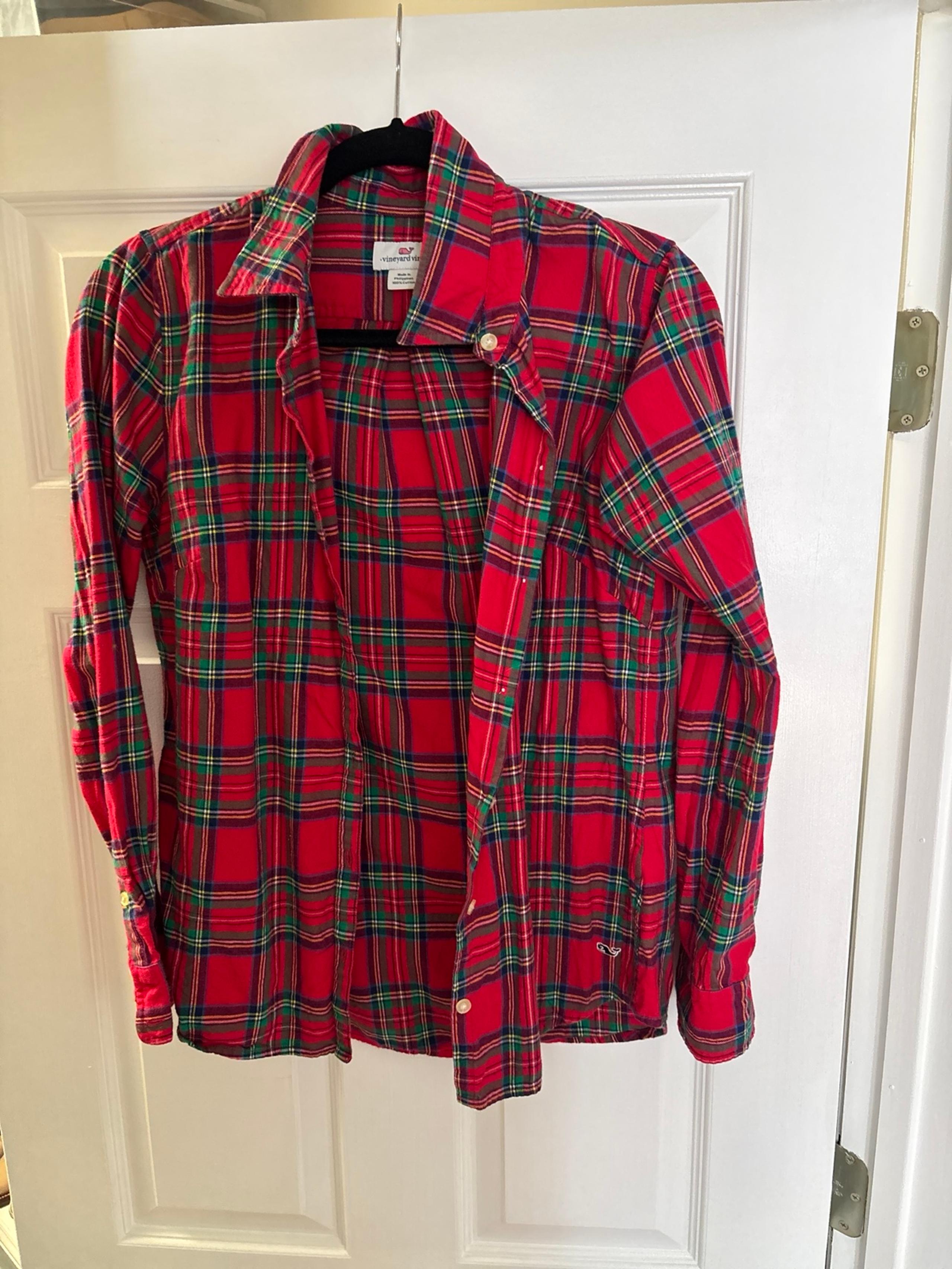 Vineyard Vines Red Plaid Flannel Button Down