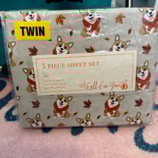 New Fall Corgi Twin Size Sheet Set
