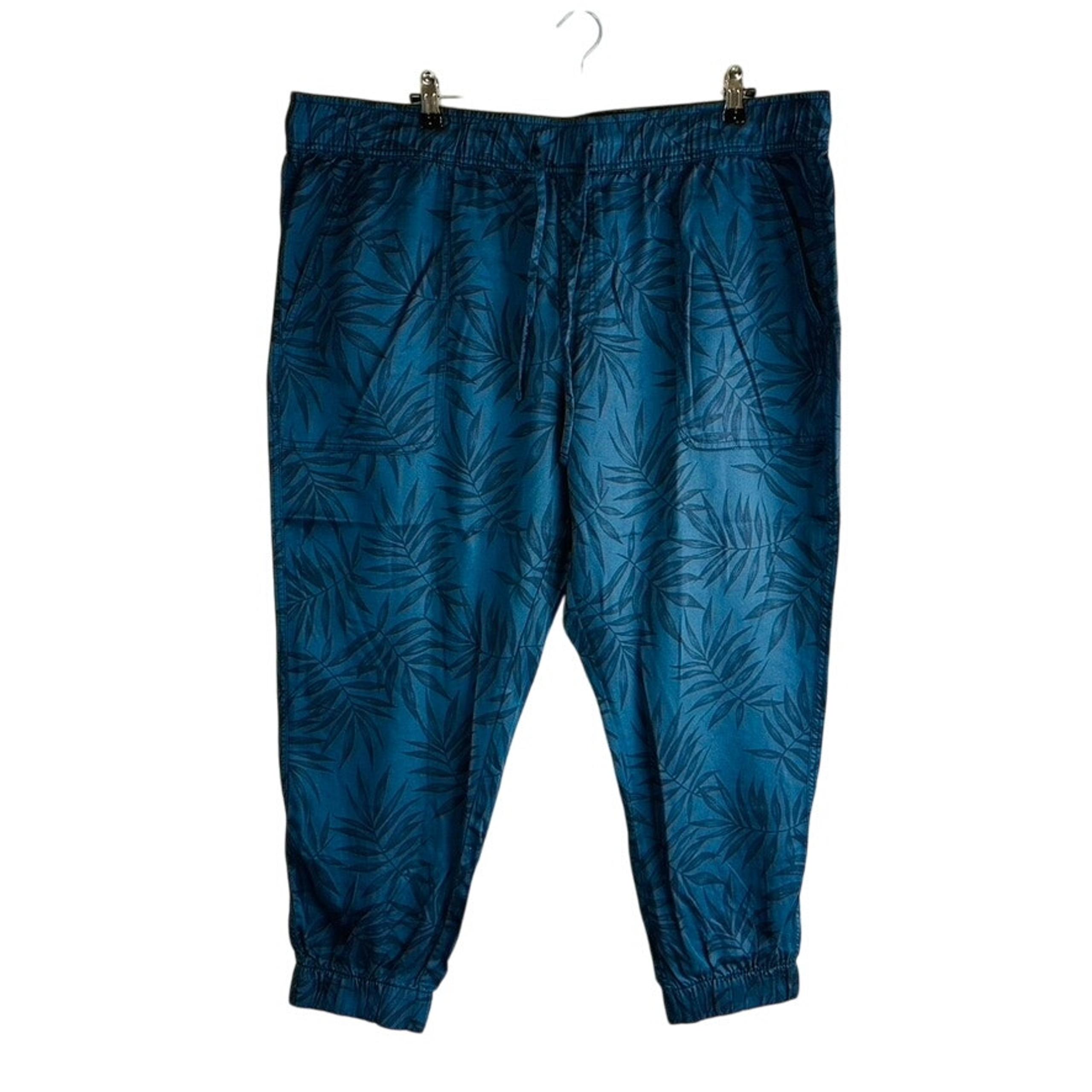 Orivis Womans Sz XXL Pants Jogger Pockets Blue Floral Comfort Waist