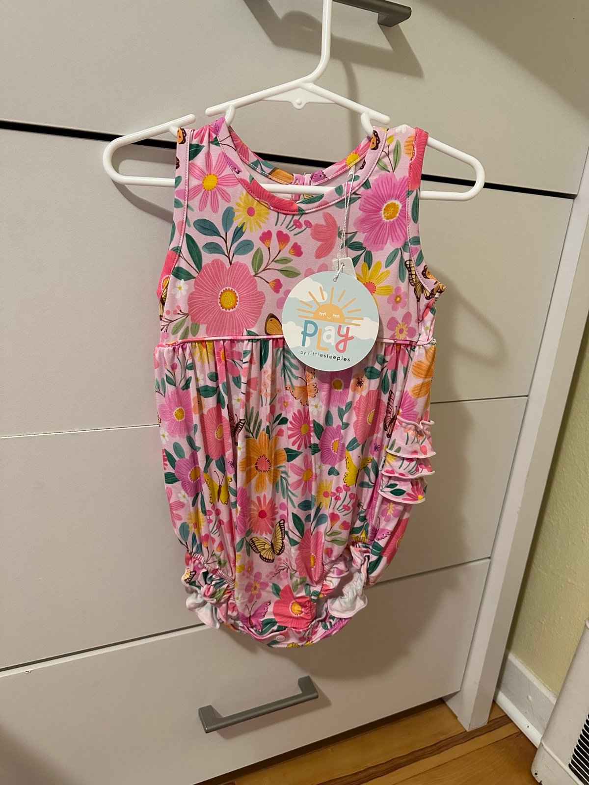 little sleepies butterfly floral bubble romper