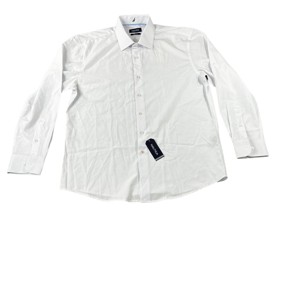 Nautica Men's White Long Sleeve Dress Shirt Size 16/16.5 NWT