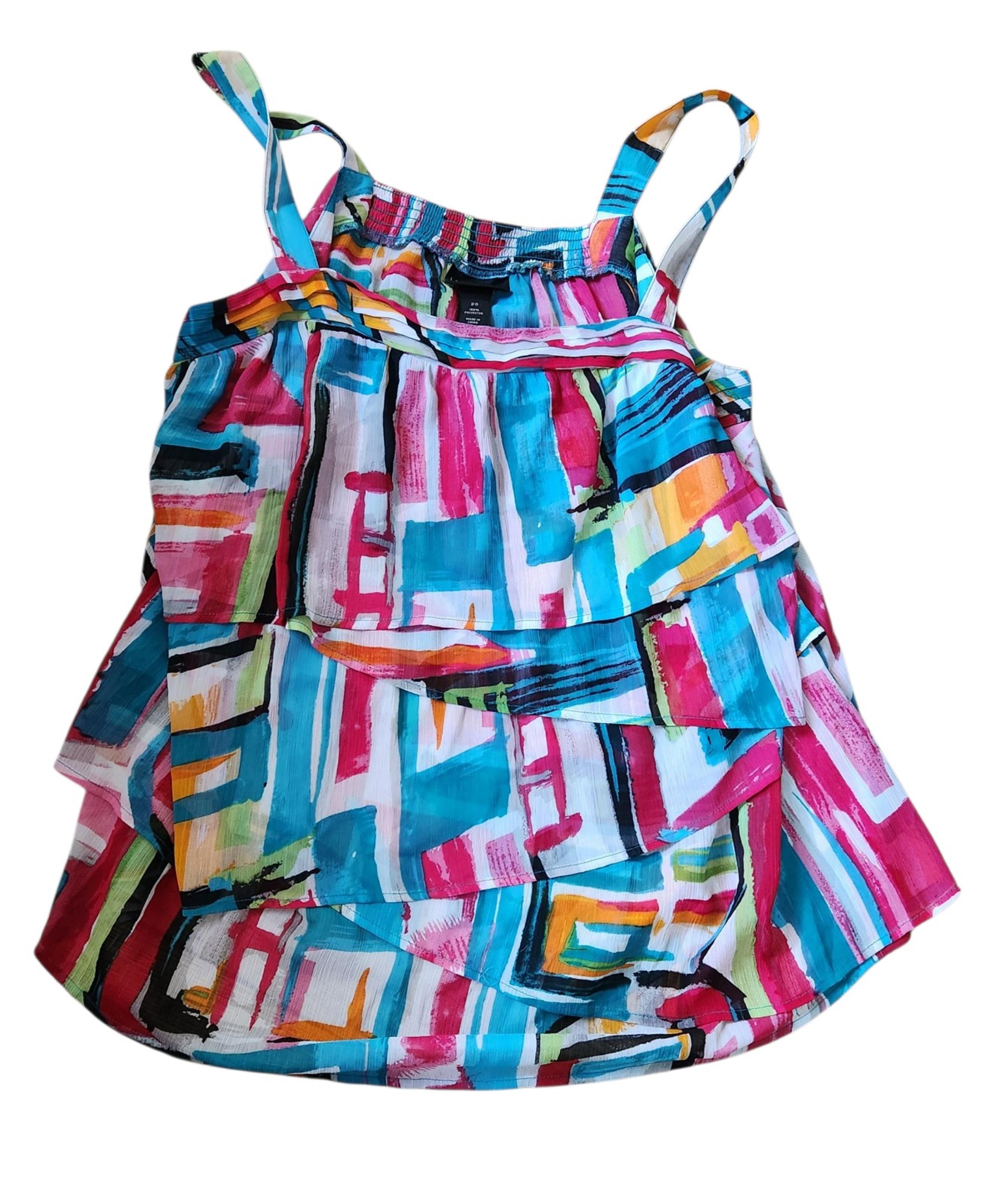Lane Bryant Womens Boho Tiered Babydoll Tank Top Size 20 Colorful Abstract Sheer