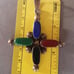 VINTAGE MEXICO MODERNIST PENDANT LARGE SIGNED SILVER CROSS DROP GEMSTONES