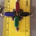 VINTAGE MEXICO MODERNIST PENDANT LARGE SIGNED SILVER CROSS DROP GEMSTONES