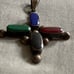 VINTAGE MEXICO MODERNIST PENDANT LARGE SIGNED SILVER CROSS DROP GEMSTONES