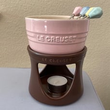 Rare! Le Creuset Mini Cheese Fondue Set with 4 Food Picks