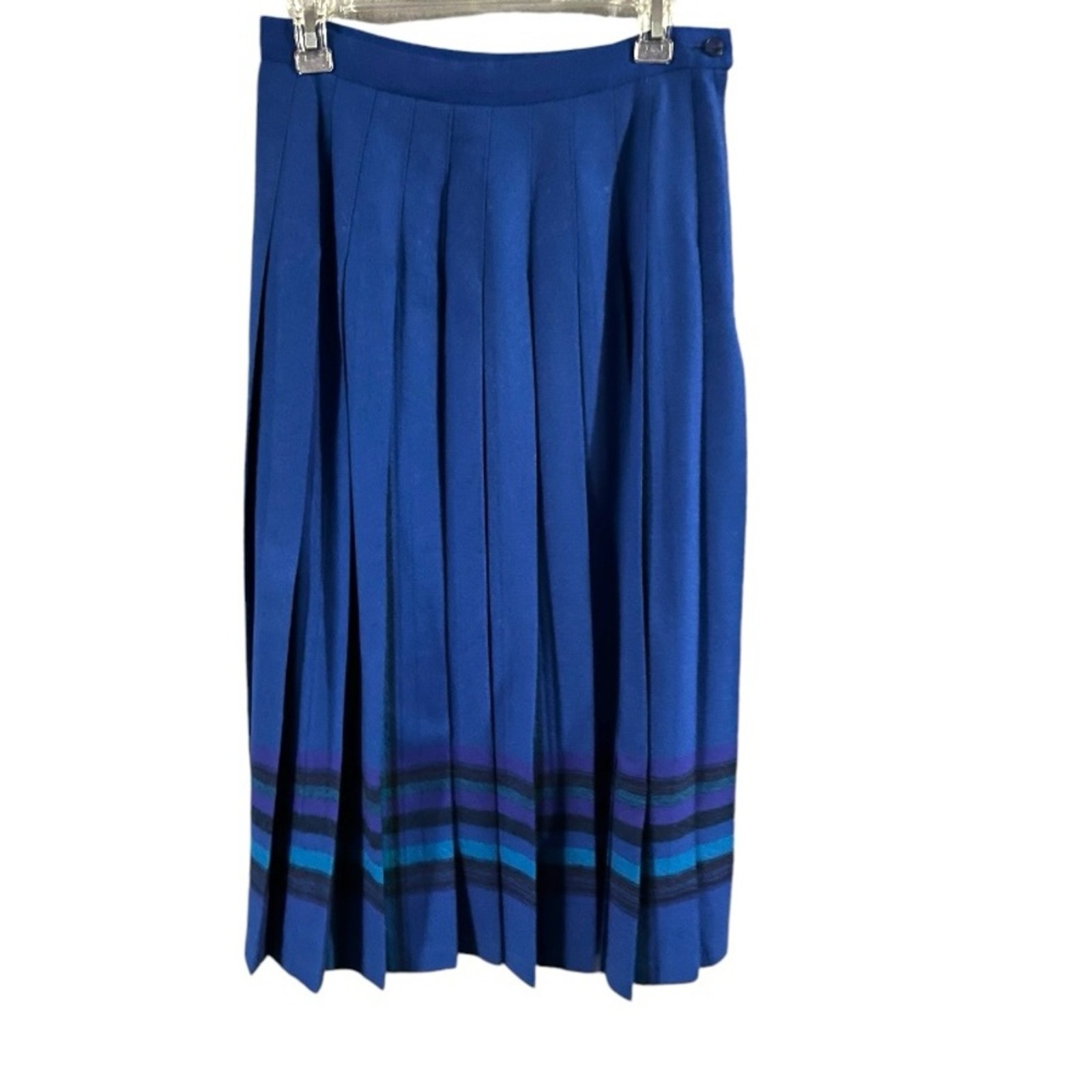 EUC Pendleton Women’s Size 10 Blue Pleated Wool Midi Skirt VTG Knife Pleated