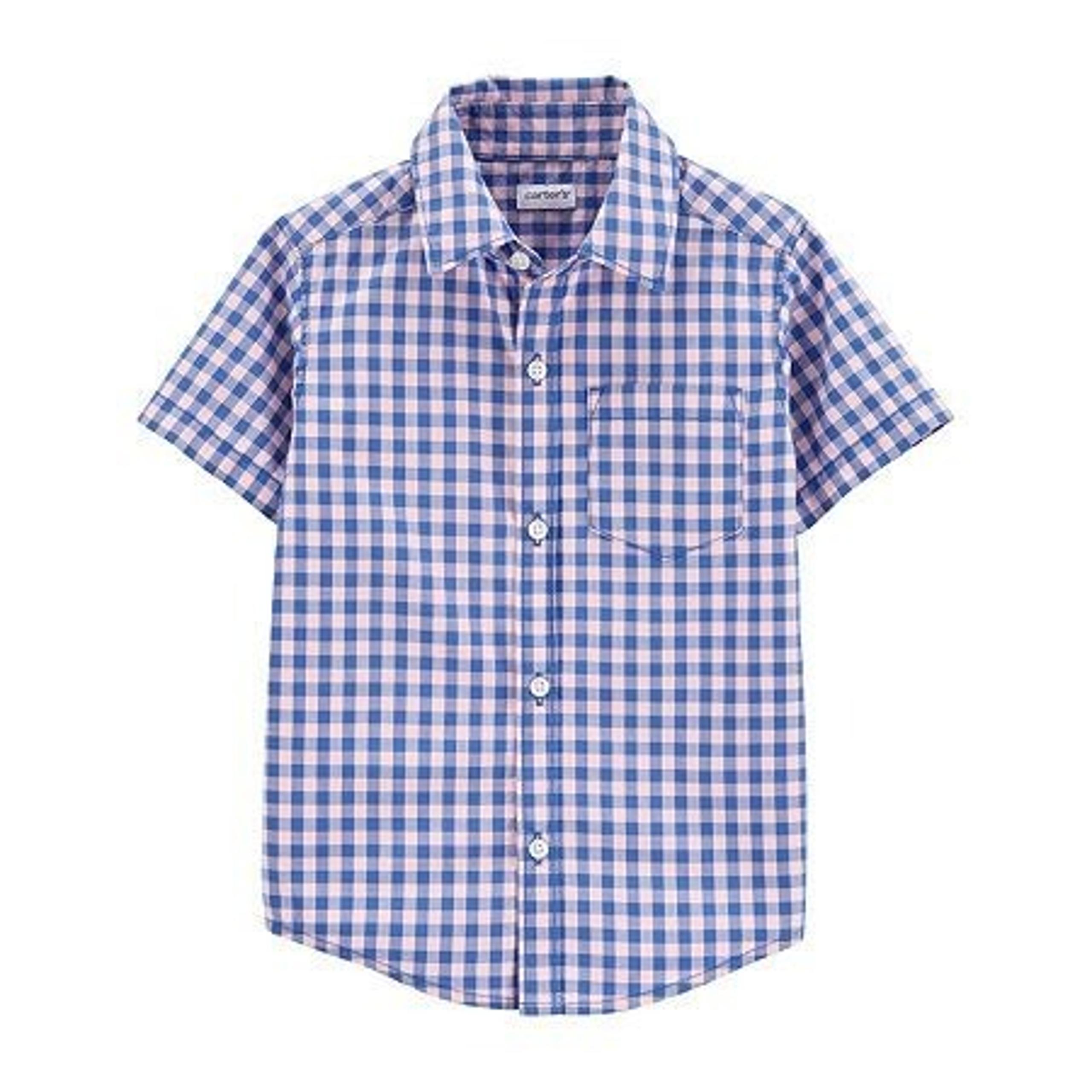 Carter S Baby Boys Short Sleeve Button-Down Shirt 3 Months Pink