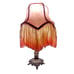 Vintage French Victorian Ornate Silver Lamp & Pink Ombre Fringe Floral Shade 16