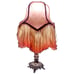 Vintage French Victorian Ornate Silver Lamp & Pink Ombre Fringe Floral Shade 16