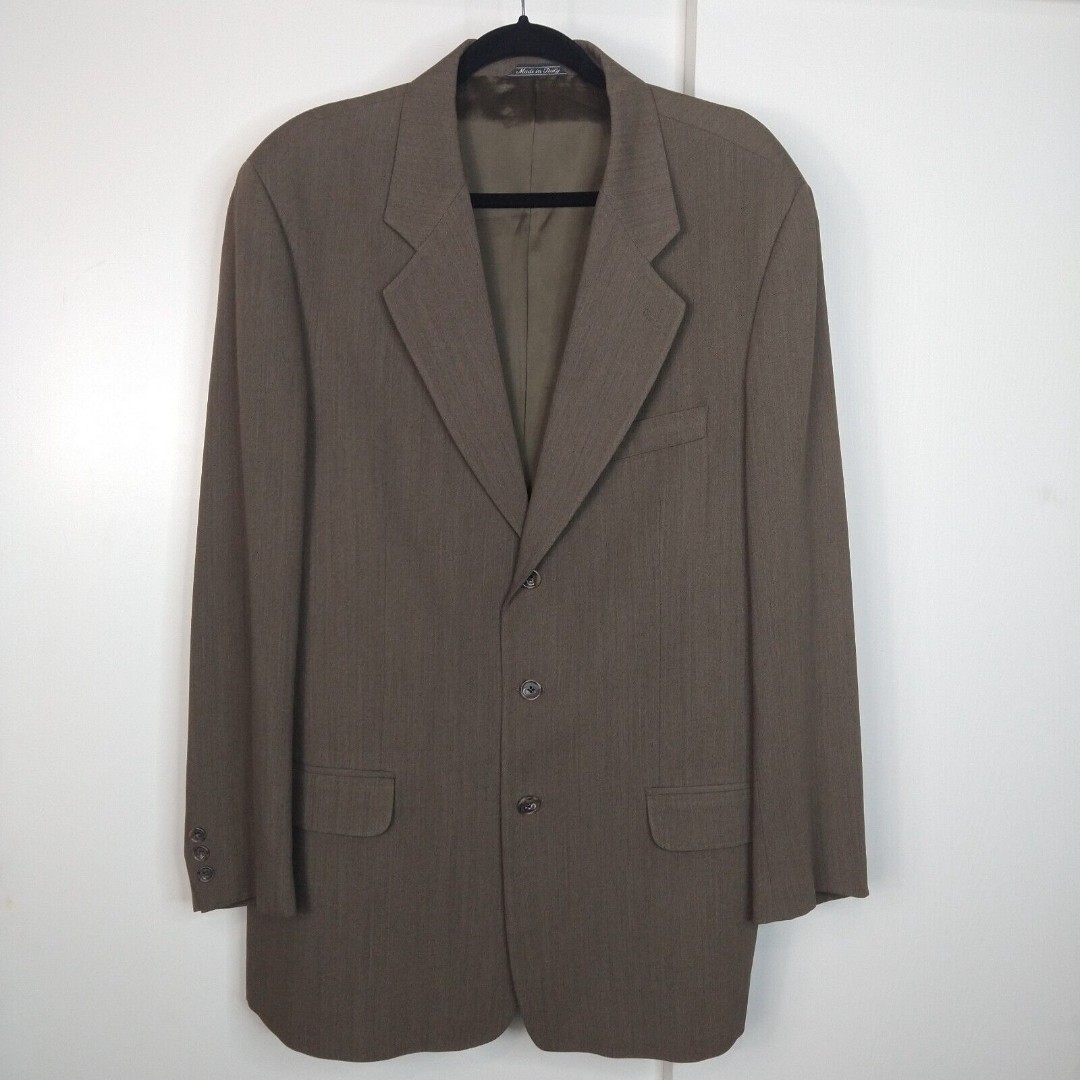 Banana Republic Wool Blend Blazer Jacket Mens Size 44L Brown Made In Italy Vtg