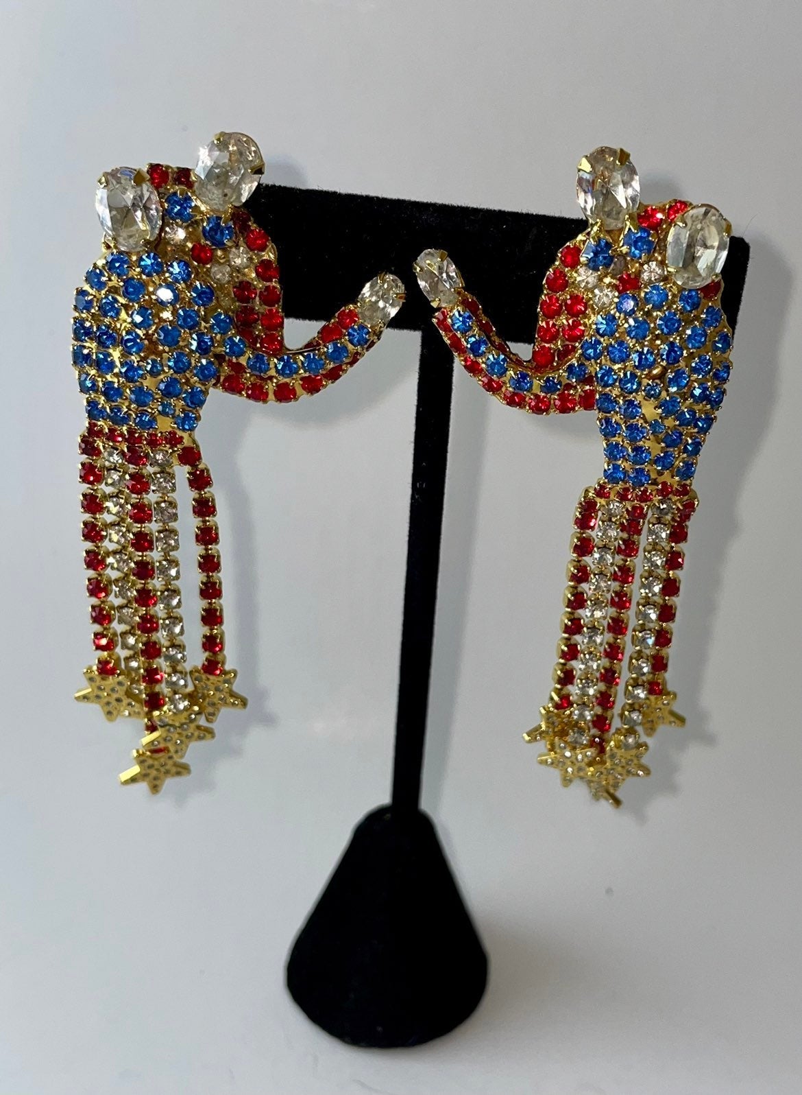 Dorothy Bauer vintage rhinestone earrings couple dancing