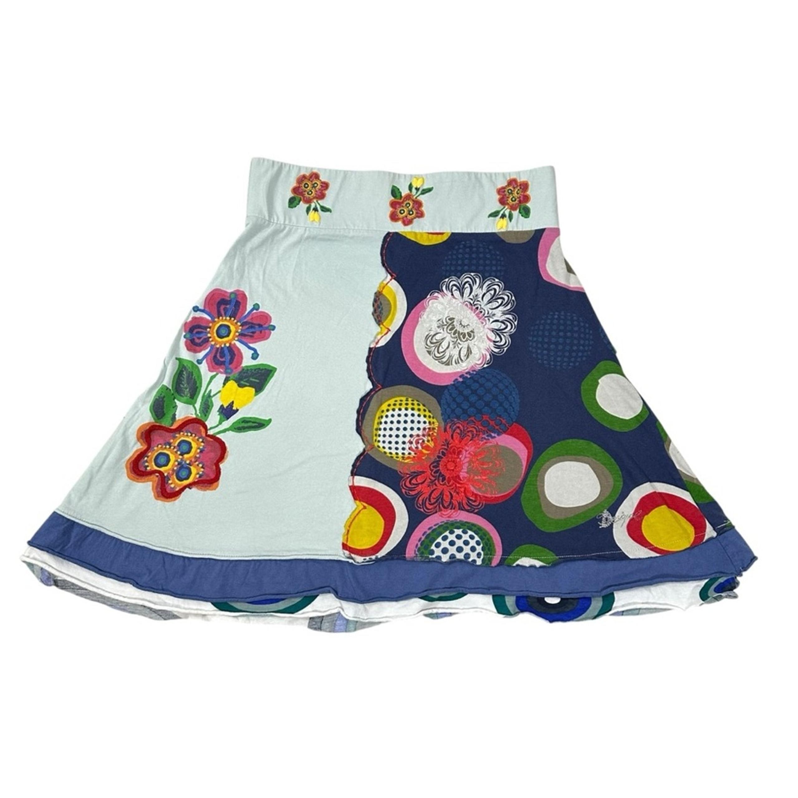 Vintage Desigual Embroidered Asymmetrical Skirt Size XL Art to Wear Whimsical