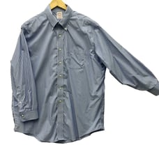 Brooks Brothers Classic Blue White Stripe Preppy Men Button Long Sleeve 17-2/3