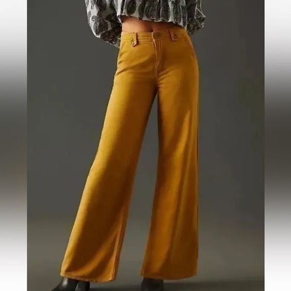 Pilcro Low Rise Mustard Yellow Column Pants | Size 26