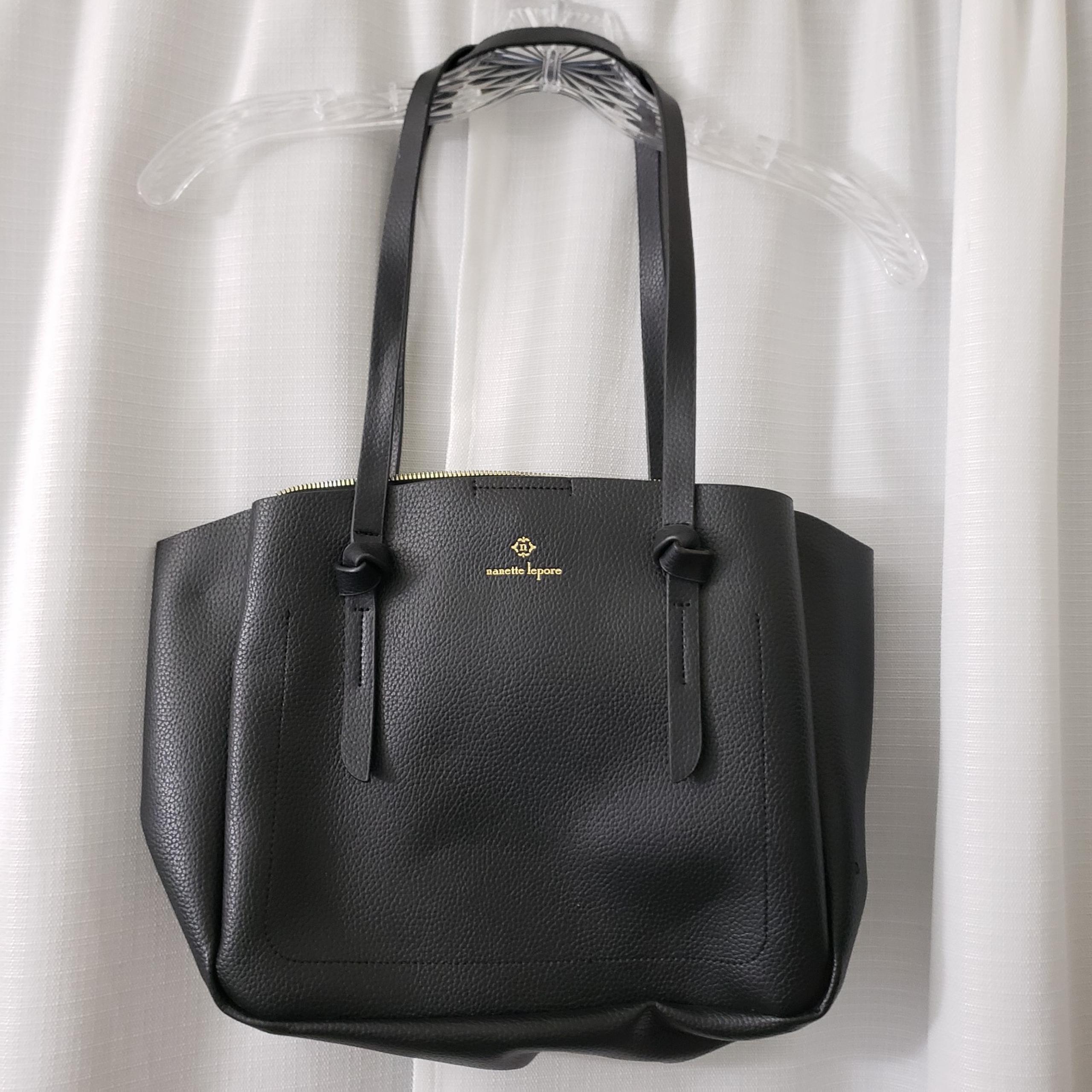 Nanette Lepore Black Faux Leather Zippered Bag Purse