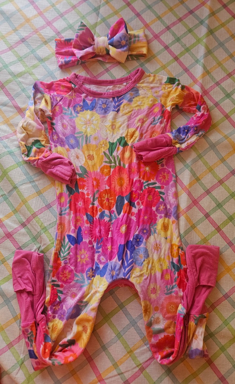 Little Sleepies Rainbow Blooms Crescent Zippy & Bow 12-18