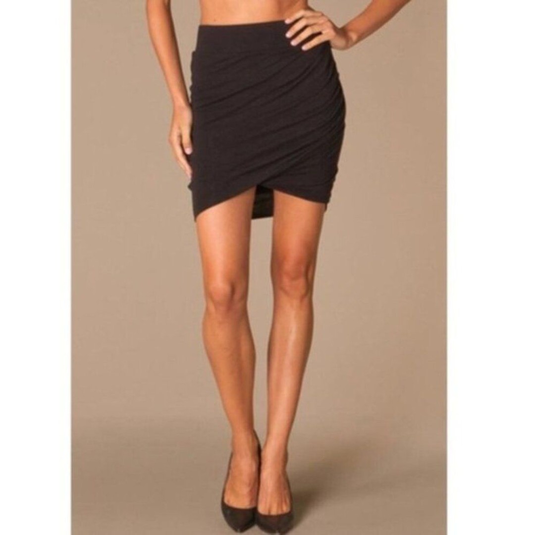 Helmut Lang Black Draped Mini Skirt