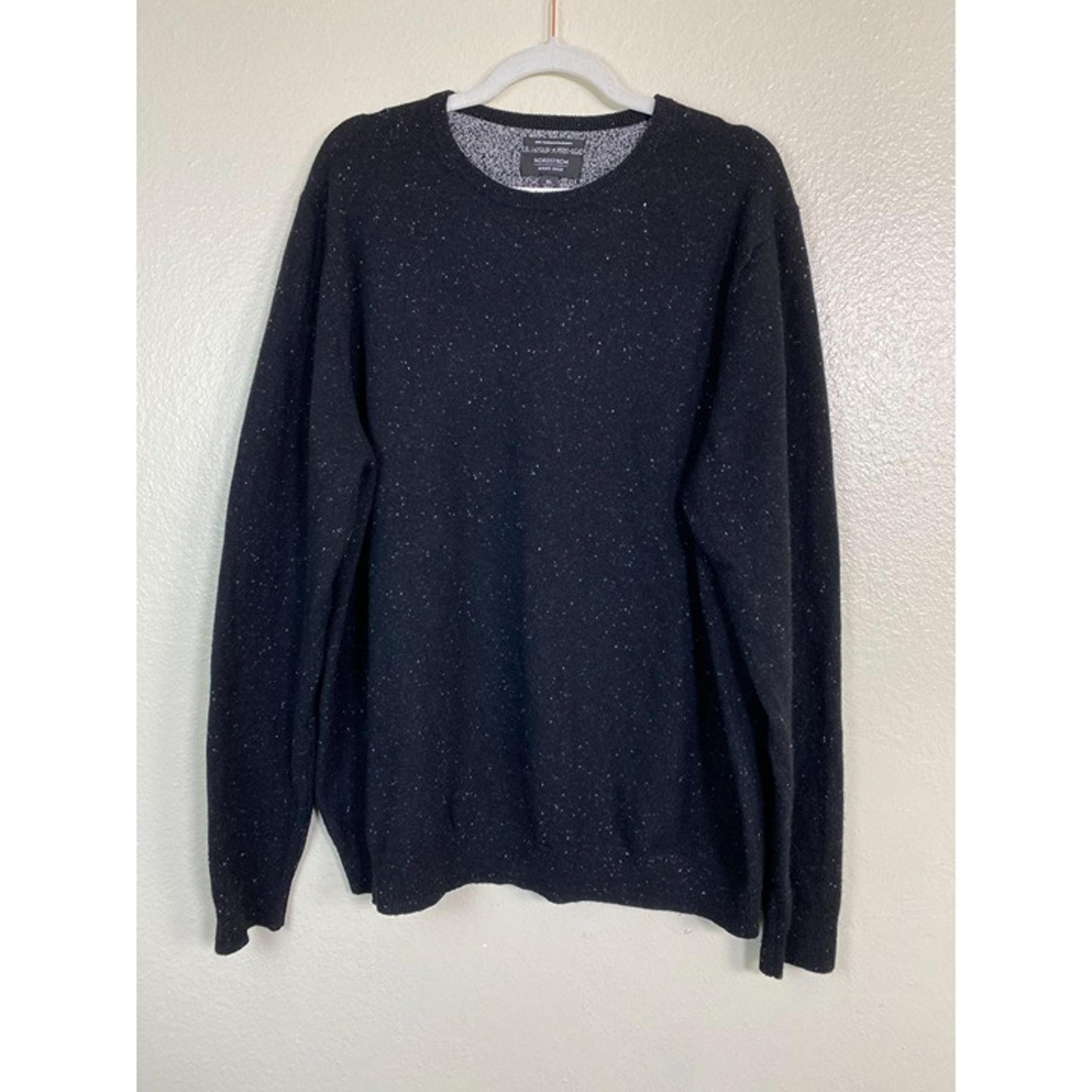 Nordstrom Mens Black 100% Cashmere Crew Neck Sweater size XL Soft Speckled Knit