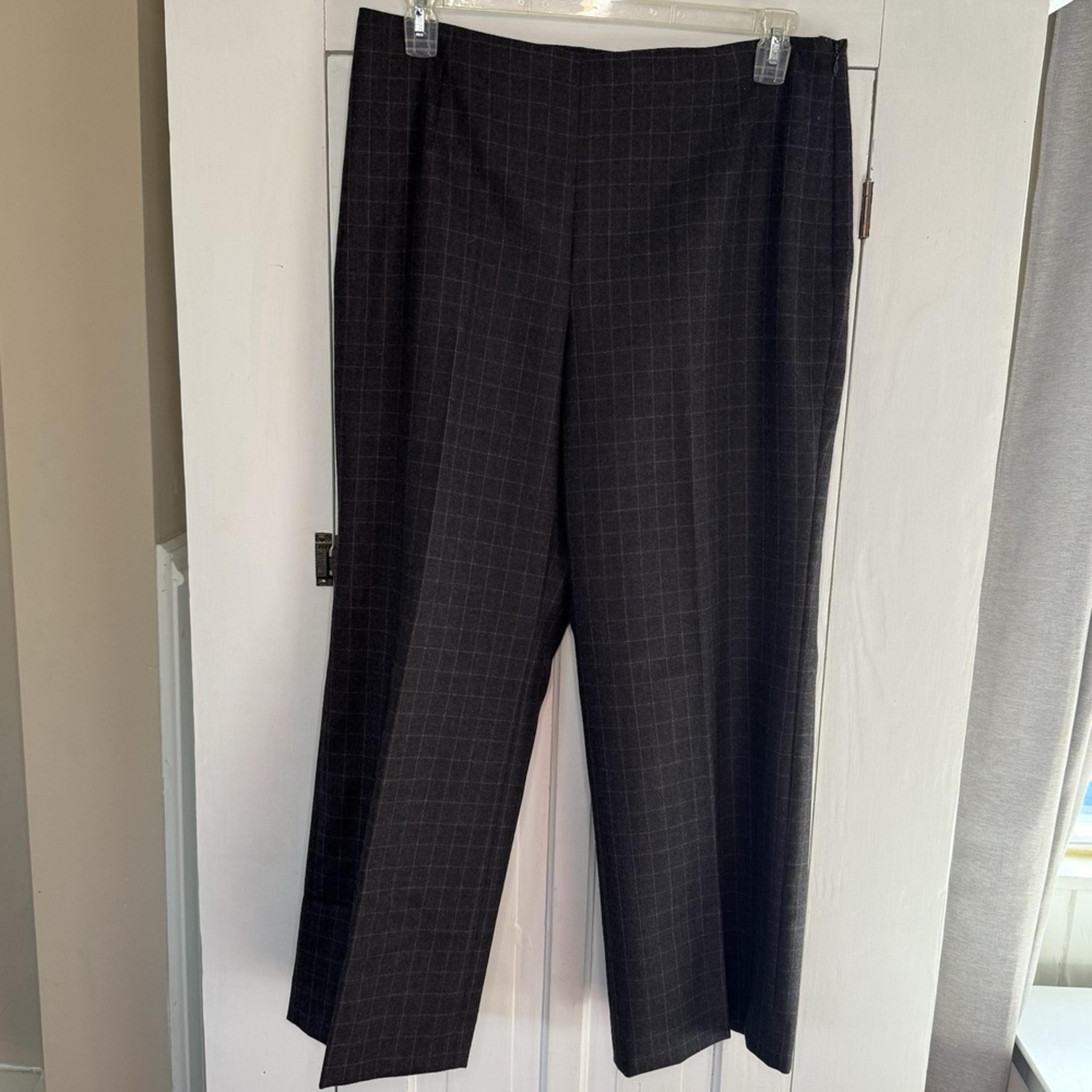VTG Talbots 16 Petites Women's Gray Wool Dress Pant Straight Leg Zip Lined