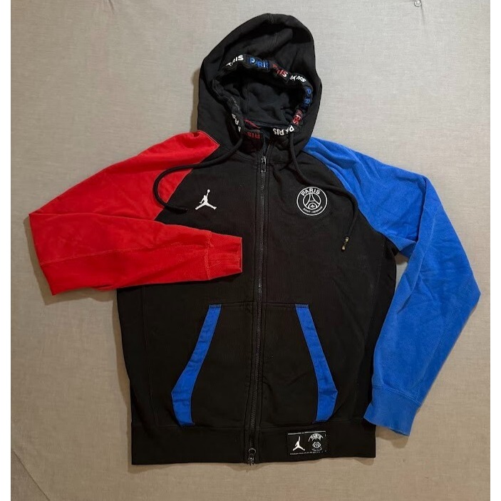 Paris Saint-Germain Air Jordan Sweatshirt Mens Small Black Full Zip Long Sleeve.