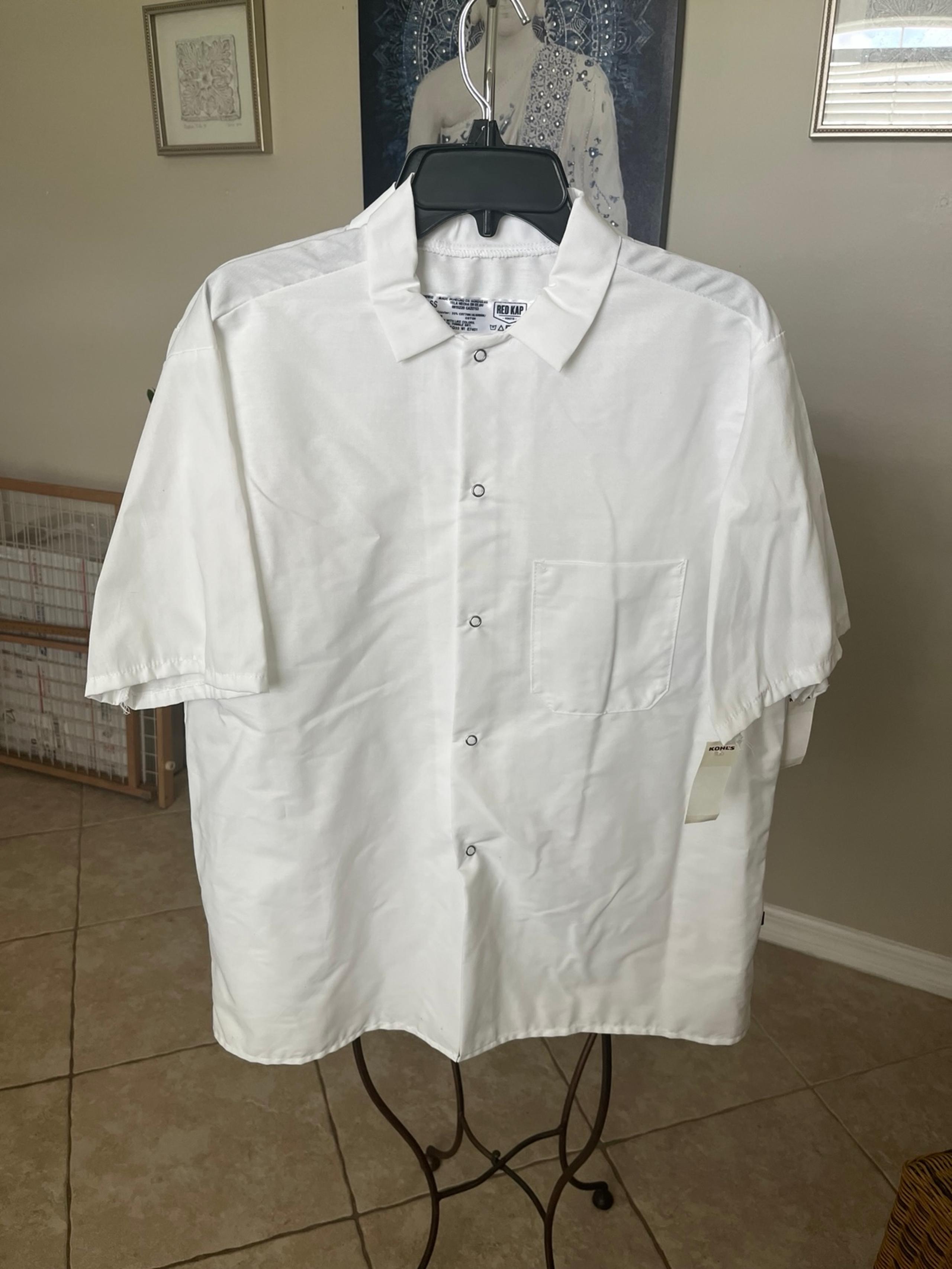 2 x NWT Red Kap Short Sleeve Button Front Cook Chef Shirt 5010 & 5020 L