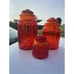 LE Smith Cannister Set Amberina Red Orange Glass Lot 3 Vintage Moon and Stars