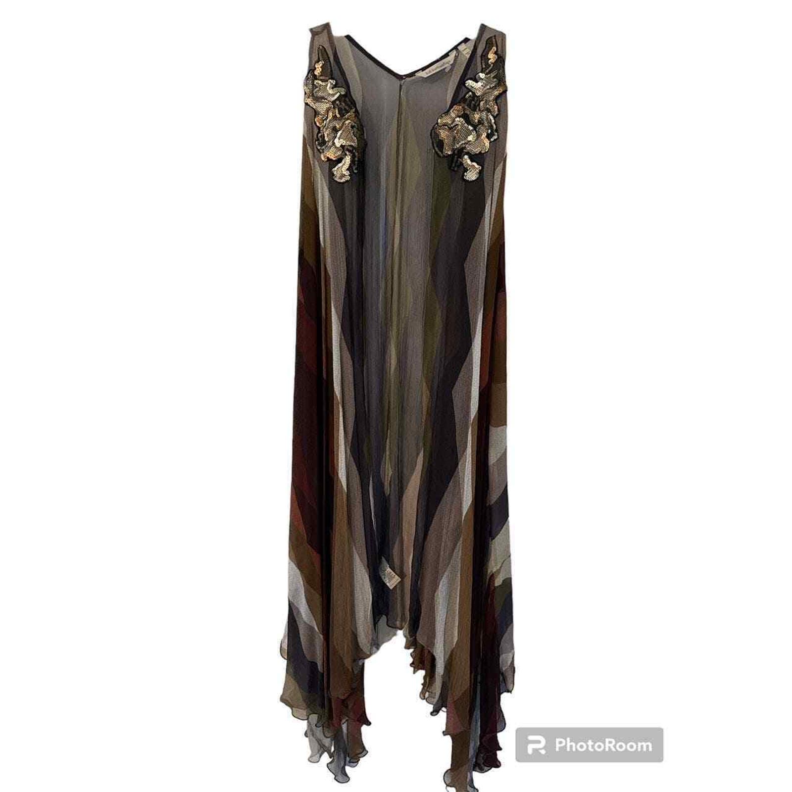 NEW SOFT SURROUNDINGS SEQUIN SHEER CHIFFON SLEEVLESS MIDI DUSTER SZ PXL