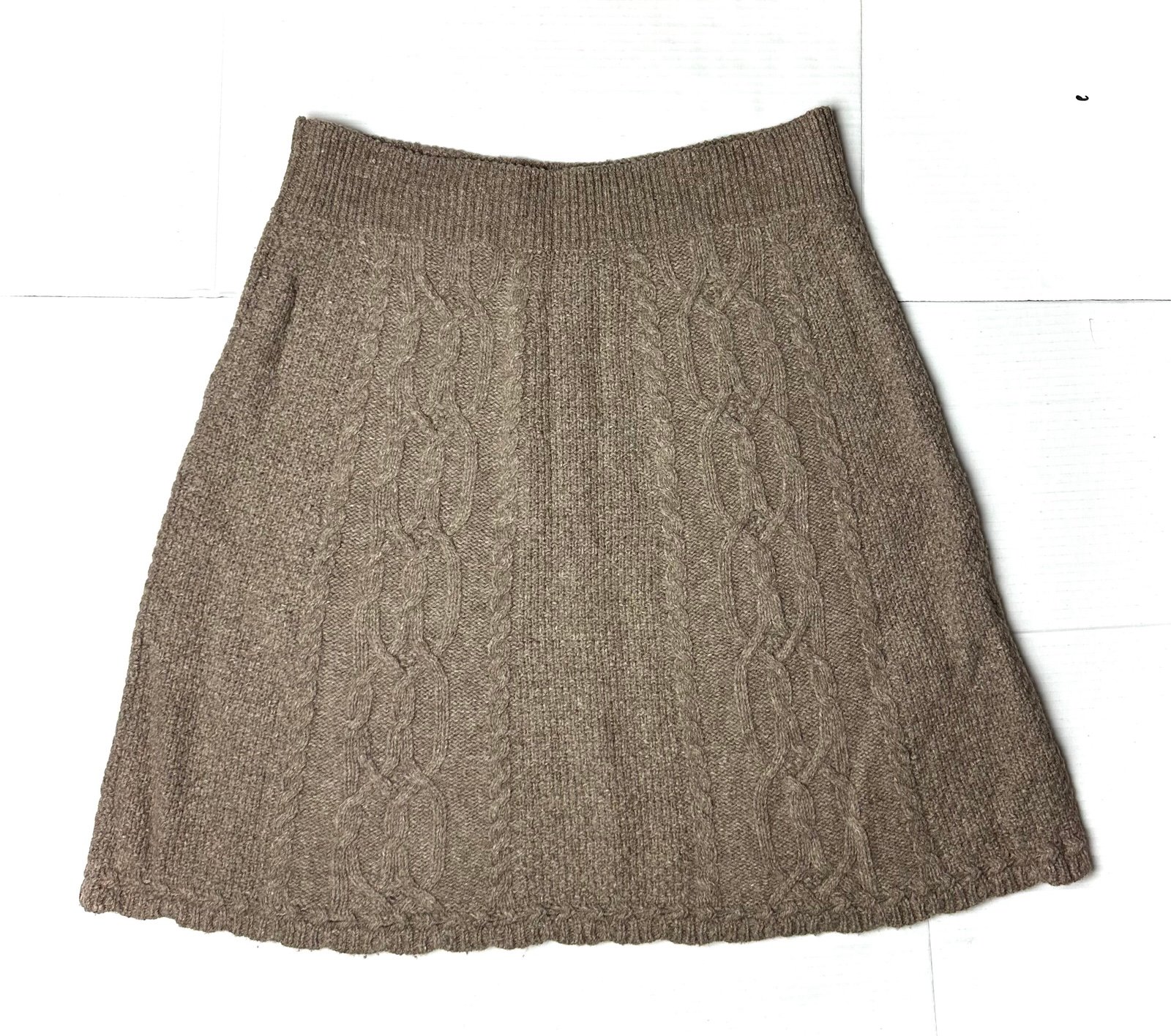 Anthropologie Moth Women’s Large Wool Blend Knitted Sweater Midi Skirt Brown