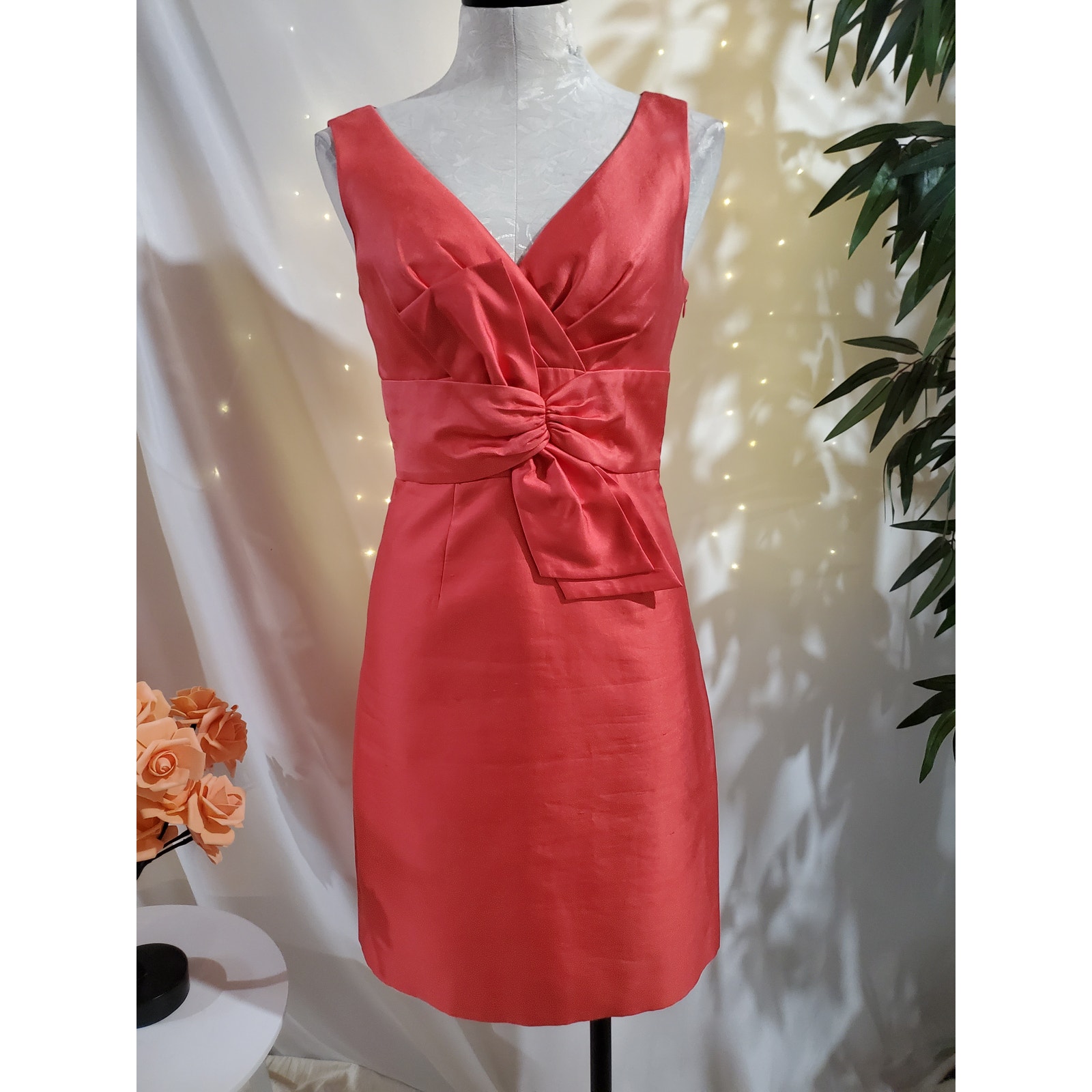 Kate Spade Mina All That Glitters Silk Bow Sheath Dress Size 2 Strawberry Pink