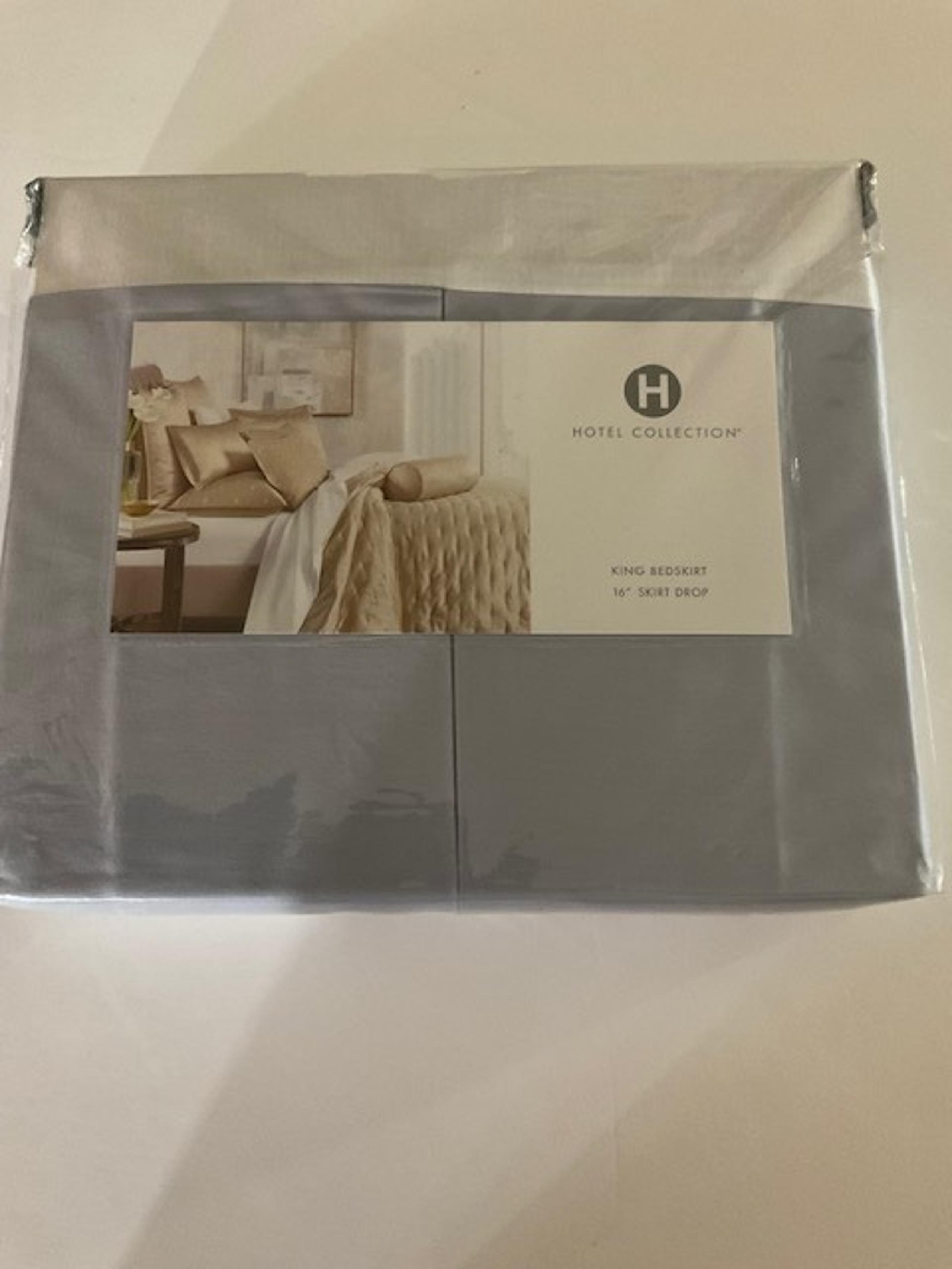 Hotel Collection KING SIZE BED SKIRT,16 INCH DROP,GREY