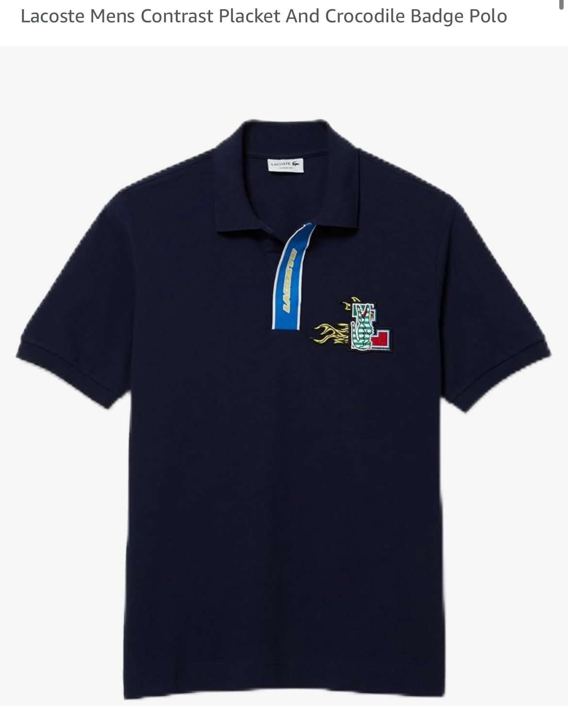 Lacoste Mens Contrast Placket And Crocodile Badge Polo