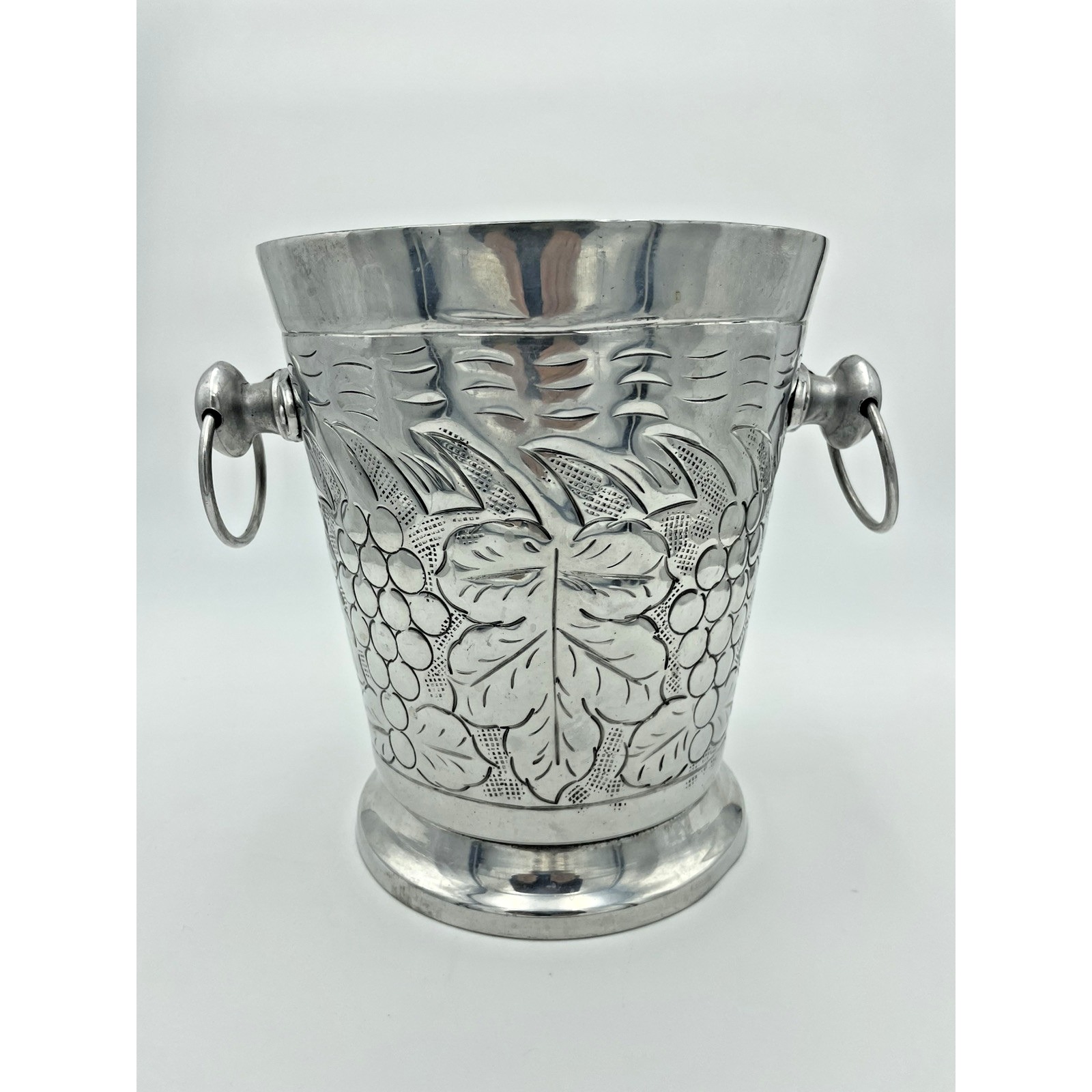 Vintage Embossed Grapevine & Leaves Ice Bucket Champagne Chiller Handles Planter