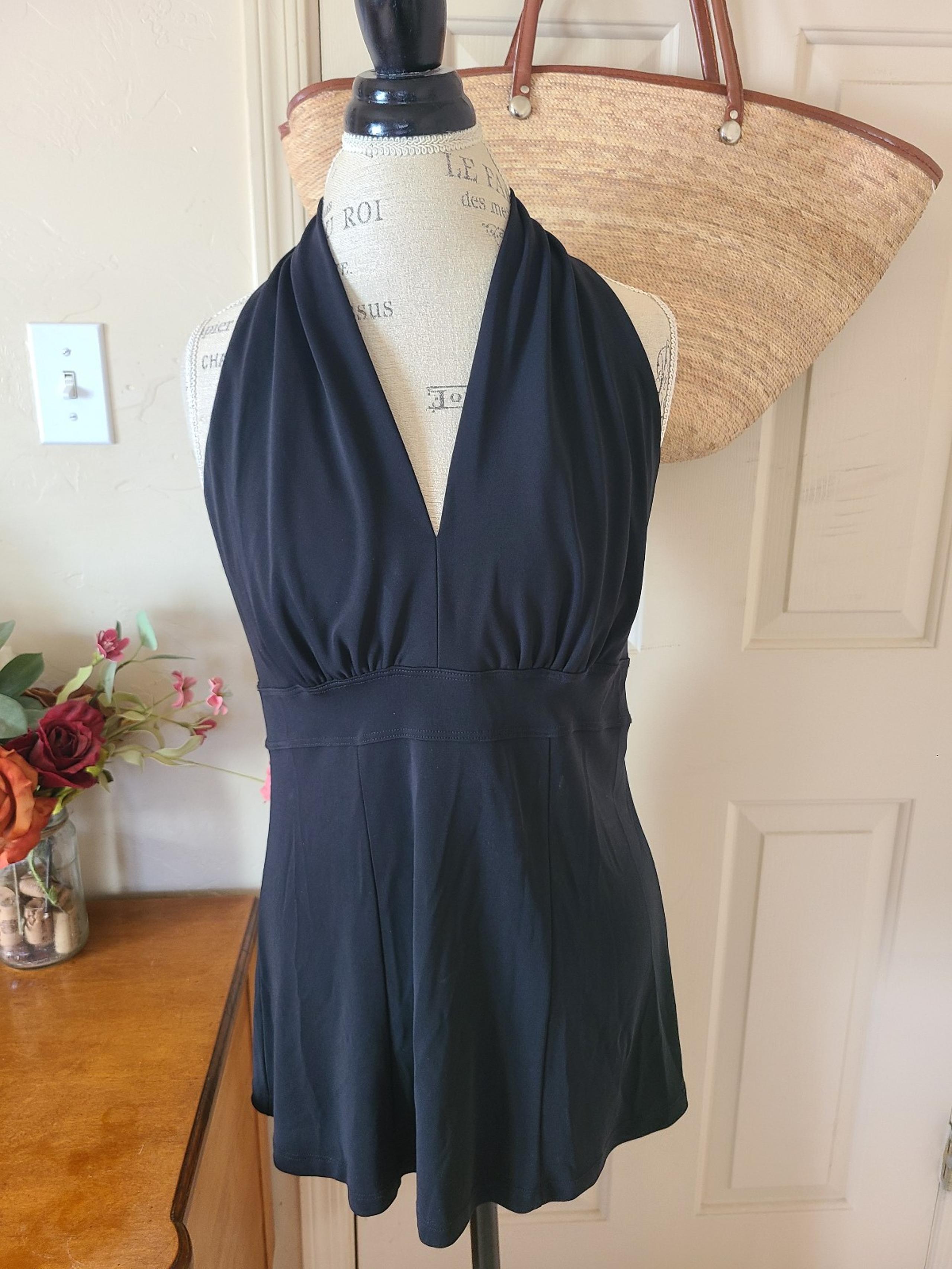Karen Kane Black Halter Top Blouse Size Large