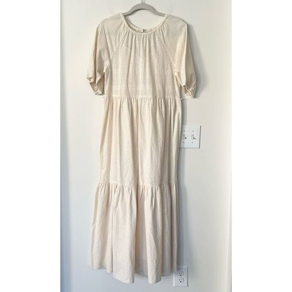 A Piece Apart Cream Perforated Tiered Maxi Dress 0