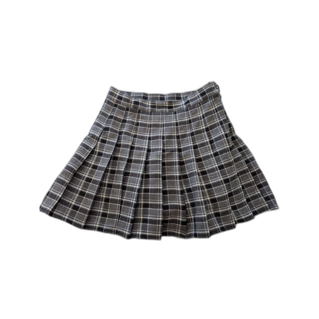 Plaid Skort Skirt Mini Pleated Black Grey S Clueless Preppy Schoolgirl
