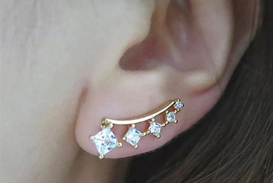 Gold Studded Ear Climbers