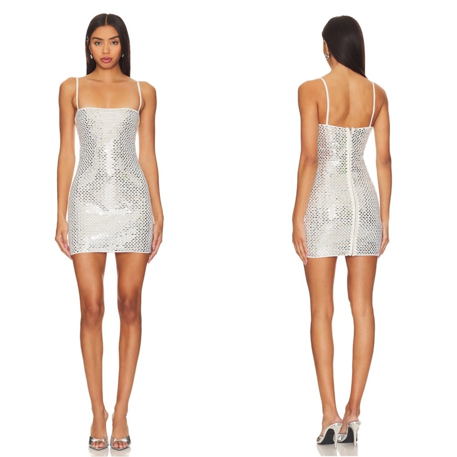 Retrofete Avanya Knit White Mirror Sequin Mini Dress Size Small