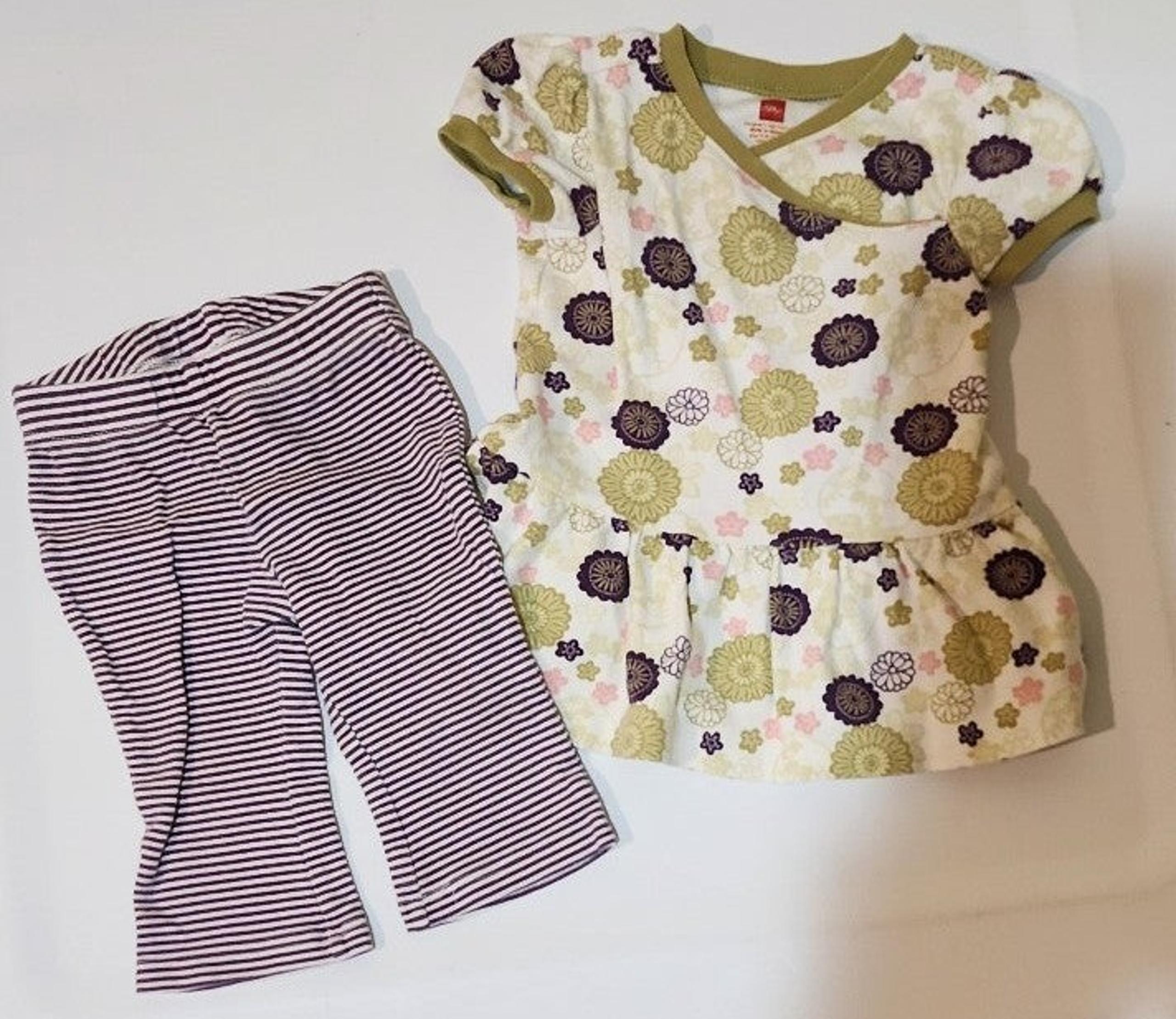 Tea Collection 6-12 MONTHS 2 Piece Baby Girl Outfit 100% Cotton CGUC