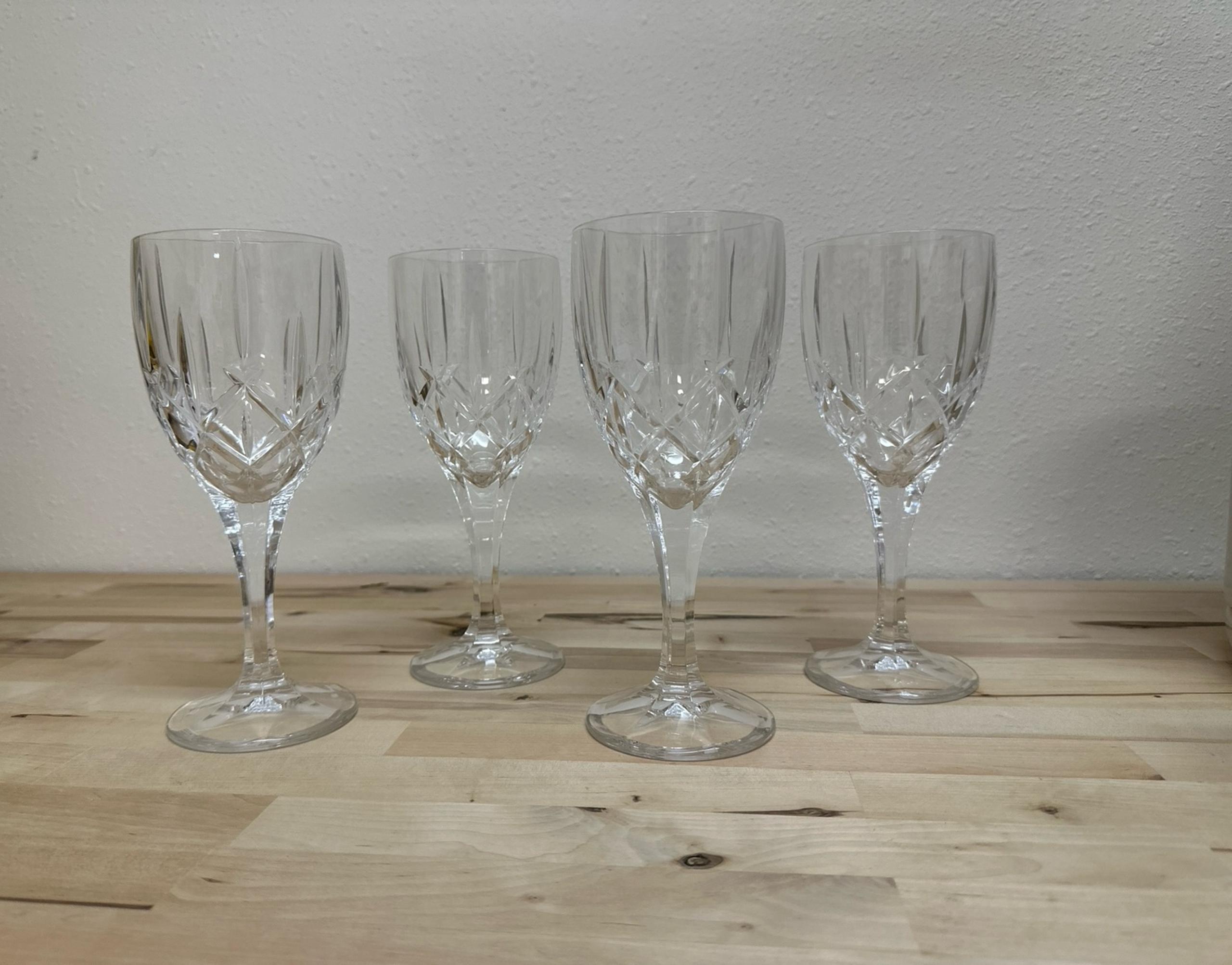 Set of 4 Gorham Crystal Lady Anne Signature Platinum Goblet