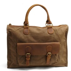 Genuine Leather Washed Canvas Man Handbag