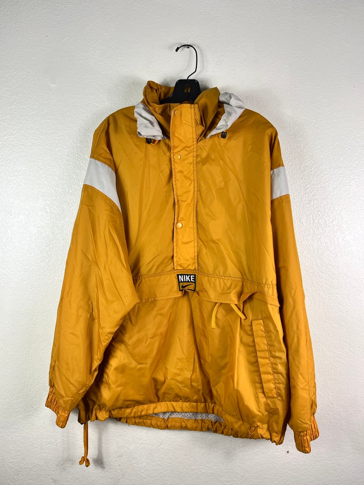Vintage 90s Nike Hooded Windbreaker Men’s Large Yellow white