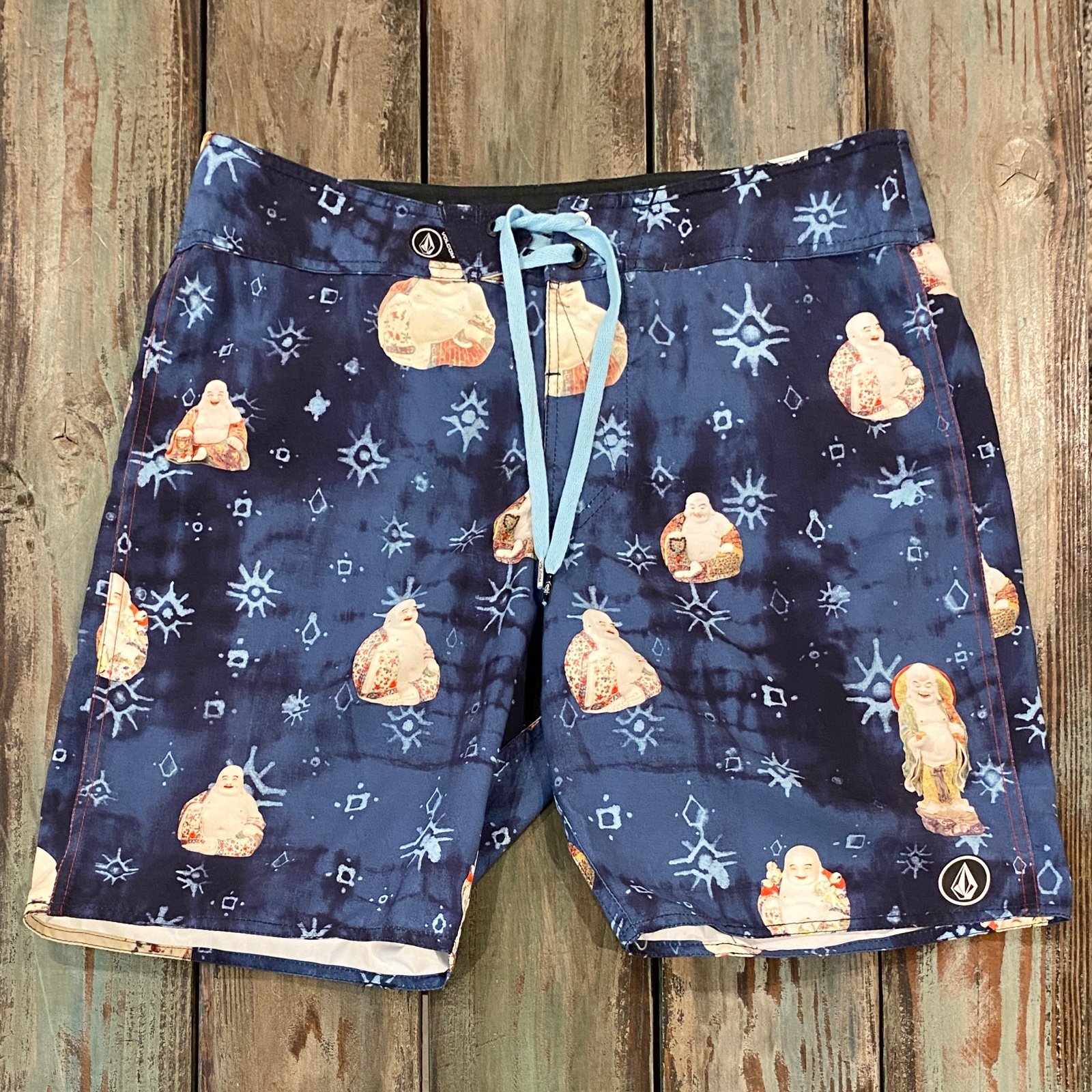 Volcom 34 Buddha Board Shorts Happy Peace Prosperity Enlightenment New Age Surf