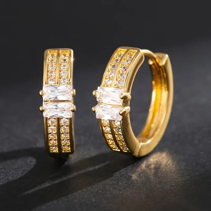 14K Gold Womens 2ct Diamond Small Huggie Hoop Earrings NEW 14 K Silver Jewelry